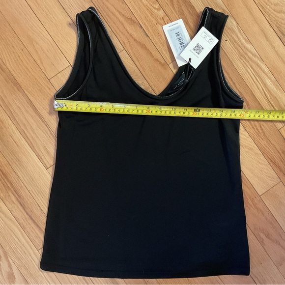 New - Ted Baker Shavon V Neck Tank Top Black with Silver Stitching - Picture 12 of 16
